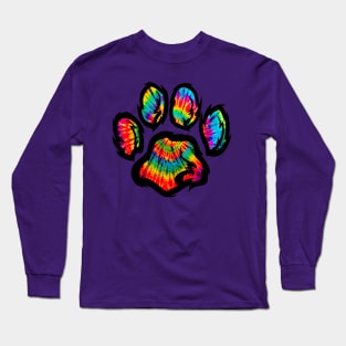 Furry Paw Print Fursuit Tie Dye Fursona Long Sleeve T-Shirt